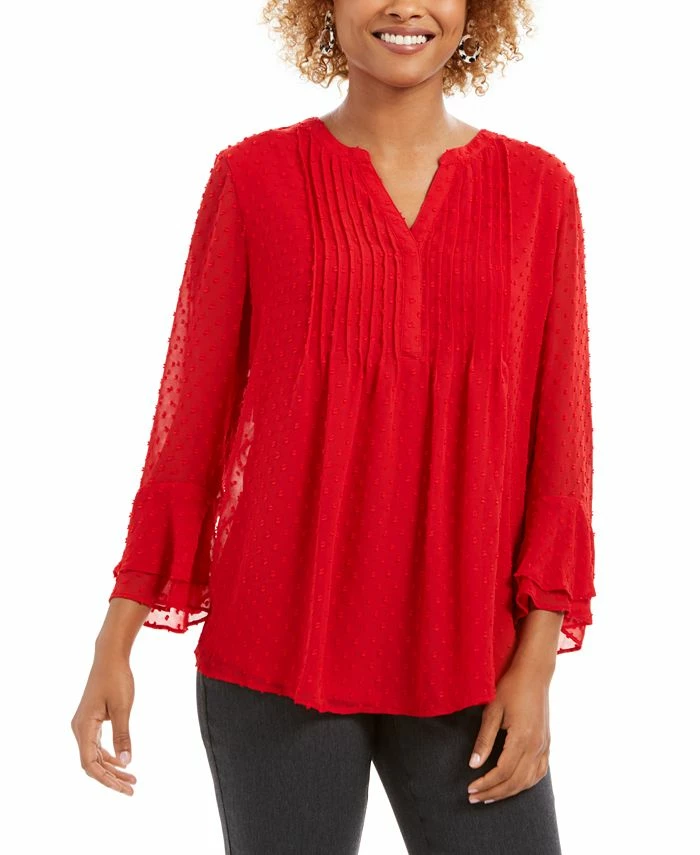 Charter Club Double-Ruffle Textured Pintuck Top, Created For Macy's 1 Charter Club Double-Ruffle Textured Pintuck Top, Created For Macy's