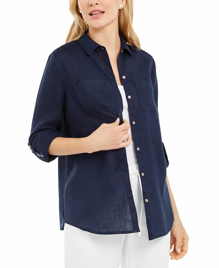 Charter Club Women's Linen Shirt, Created For Macy's 1 Charter Club Women's Linen Shirt, Created For Macy's