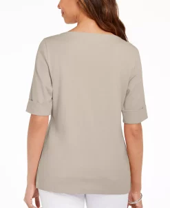 Karen Scott Cotton Boat-Neck Top, Created For Macy's 20 Karen Scott Cotton Boat-Neck Top, Created For Macy's -VINCE CAMUTO Shop 16109216 fpx