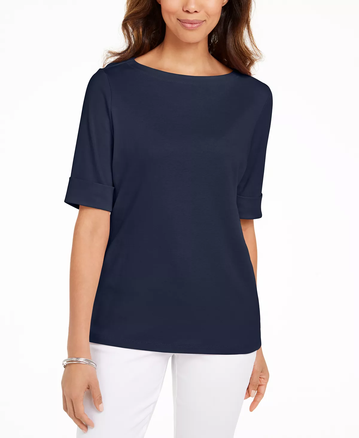 Karen Scott Cotton Boat-Neck Top, Created For Macy's 5 Karen Scott Cotton Boat-Neck Top, Created For Macy's - Image 5