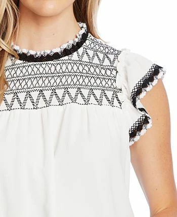 CeCe Women's Flutter-Sleeve Smocked Short Sleeve Top 2 CeCe Women's Flutter-Sleeve Smocked Short Sleeve Top - Image 2