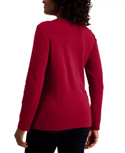 Karen Scott Long Sleeve Cotton Scoop-Neckline Top, Created For Macy's -VINCE CAMUTO Shop 17756793 fpx