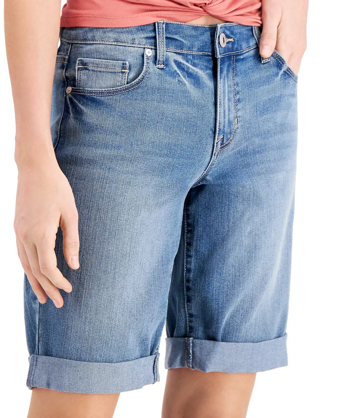 Style & Co Uffed Denim Bermuda Shorts, Created For Macy's 3 Style & Co Uffed Denim Bermuda Shorts, Created For Macy's - Image 3