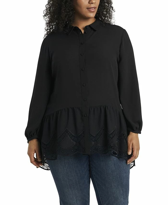 Vince Camuto Women's Plus Size Long Sleeve Peplum Tunic With Lace 1 Vince Camuto Women's Plus Size Long Sleeve Peplum Tunic With Lace