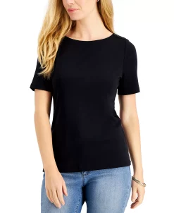 Charter Club Women's Cotton Boat-Neck Top, Created For Macy's 6 Charter Club Women's Cotton Boat-Neck Top, Created For Macy's -VINCE CAMUTO Shop 19121542 fpx