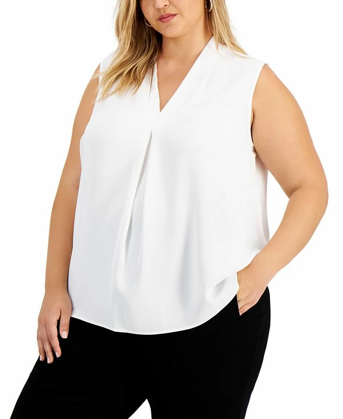 Bar III Trendy Plus Size Inverted-Pleat Top, Created For Macy's 1 Bar III Trendy Plus Size Inverted-Pleat Top, Created For Macy's