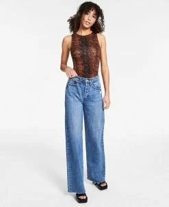 Bar III Snakeskin-Print Sleeveless Bodysuit, Created For Macy's