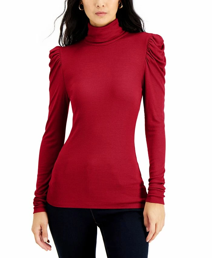 INC International Concepts Women's Puff-Sleeve Turtleneck Top, Created For Macy's 1 INC International Concepts Women's Puff-Sleeve Turtleneck Top, Created For Macy's