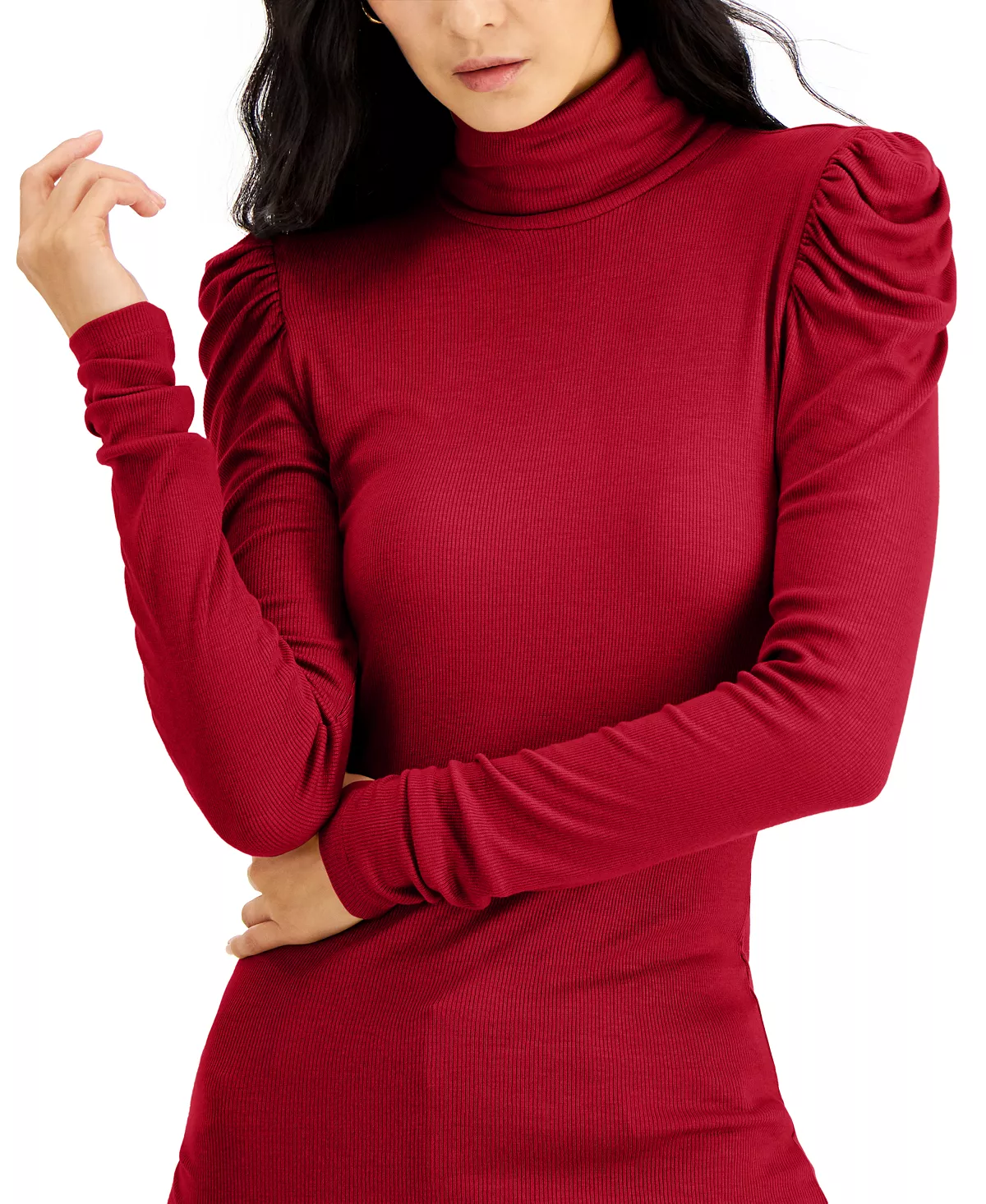 INC International Concepts Women's Puff-Sleeve Turtleneck Top, Created For Macy's 3 INC International Concepts Women's Puff-Sleeve Turtleneck Top, Created For Macy's - Image 3