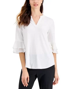 Kasper Flutter-Sleeve Top