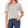 CeCe Women's Disco Dot Tie-Sleeve Short Sleeve Blouse