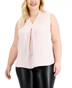 Bar III Trendy Plus Size Inverted-Pleat Top, Created For Macy's 10 Bar III Trendy Plus Size Inverted-Pleat Top, Created For Macy's -VINCE CAMUTO Shop 19937594 fpx