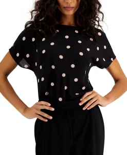 Anne Klein Polka-Dot Boat-Neck Blouse 10 Anne Klein Polka-Dot Boat-Neck Blouse -VINCE CAMUTO Shop 20343771 fpx