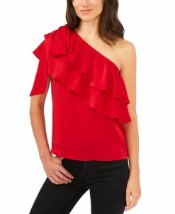 CeCe Asymmetrical One-Shoulder Ruffle Top