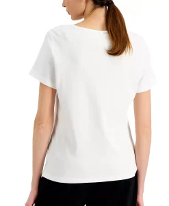 Karen Scott Cotton Split-Neck Top, Created For Macy's -VINCE CAMUTO Shop 20498545 fpx
