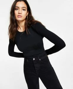 Bar III Odycon Long-Sleeve Cropped Top, Created For Macy's