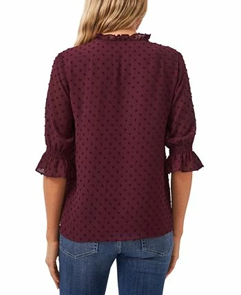CeCe Split-Neck Clip-Dot Blouse 2 CeCe Split-Neck Clip-Dot Blouse - Image 2