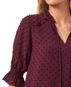 CeCe Split-Neck Clip-Dot Blouse 7 CeCe Split-Neck Clip-Dot Blouse -VINCE CAMUTO Shop 20705332 fpx