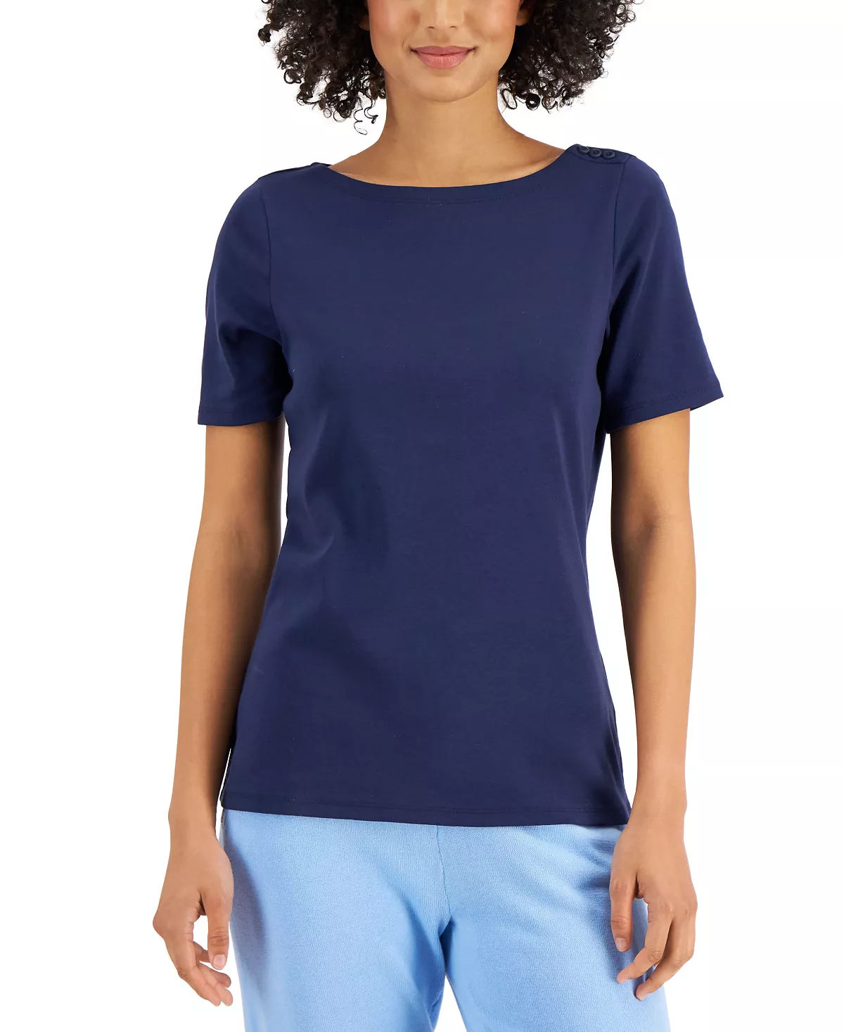 Charter Club Women's Cotton Boat-Neck Top, Created For Macy's 4 Charter Club Women's Cotton Boat-Neck Top, Created For Macy's - Image 4