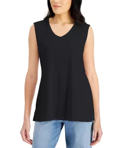 Karen Scott V-Neck Cotton Tunic Tank Top, Created For Macy's