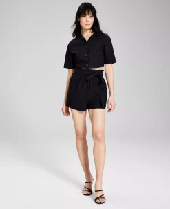 And Now This Women's Pull-On Cotton Paperbag Shorts