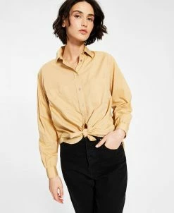 And Now This Women's Cotton Button-Front Tie-Hem Top