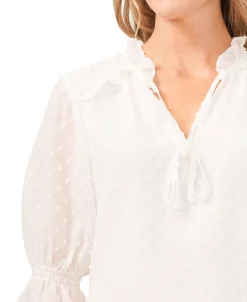 CeCe Women's Split-Neck Clip-Dot Elbow Sleeve Blouse -VINCE CAMUTO Shop 20929225 fpx