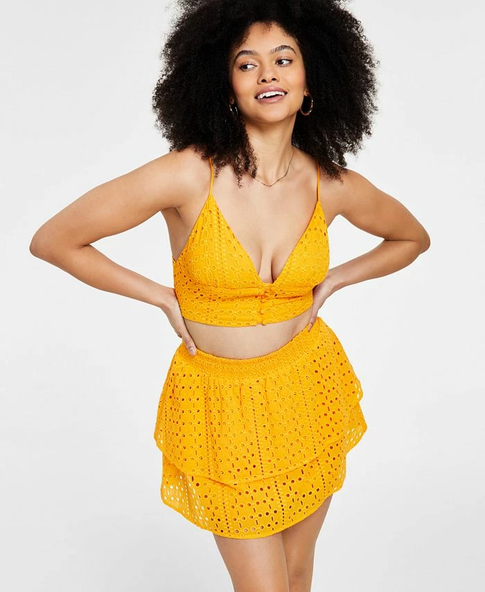 Bar III Women's Eyelet Crop Top, Created For Macy's 1 Bar III Women's Eyelet Crop Top, Created For Macy's