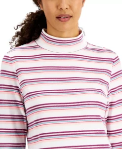 Karen Scott Women's Desert Stripe Mock-Neck Top, Created For Macy's -VINCE CAMUTO Shop 21262551 fpx