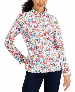 Karen Scott Women's Janelle Printed Mock-Neck Top, Created For Macy's