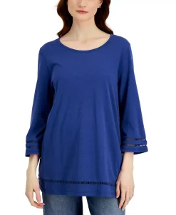 Karen Scott Women's Lattice-Trim Top, Created For Macy's 9 Karen Scott Women's Lattice-Trim Top, Created For Macy's -VINCE CAMUTO Shop 21262760 fpx