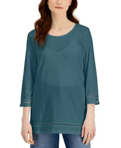 Karen Scott Women's Lattice-Trim Top, Created For Macy's 7 Karen Scott Women's Lattice-Trim Top, Created For Macy's -VINCE CAMUTO Shop 21262761 fpx