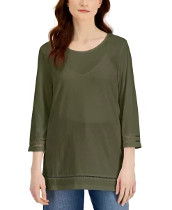 Karen Scott Women's Lattice-Trim Top, Created For Macy's