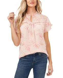 CeCe Women's Ruffled Tie V-Neck Top