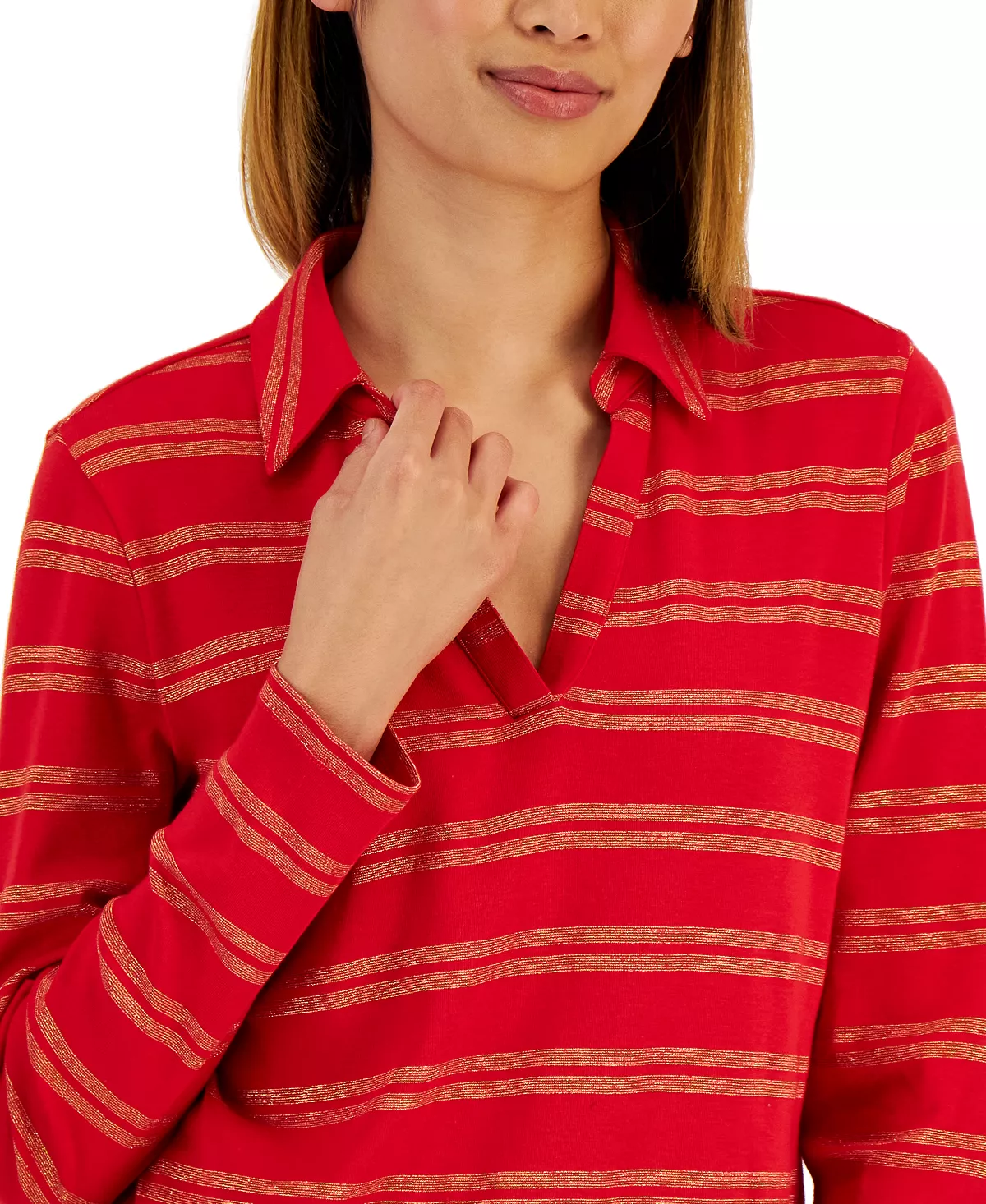 Charter Club Women's Split-Neck Collared Top, Created For Macy's 3 Charter Club Women's Split-Neck Collared Top, Created For Macy's - Image 3