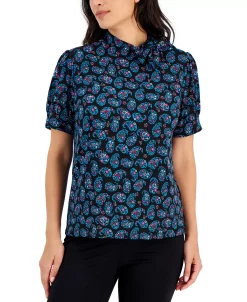 Charter Club Women's Garden Paisley Bow-Neck Top, Created For Macy's 8 Charter Club Women's Garden Paisley Bow-Neck Top, Created For Macy's -VINCE CAMUTO Shop 21585157 fpx