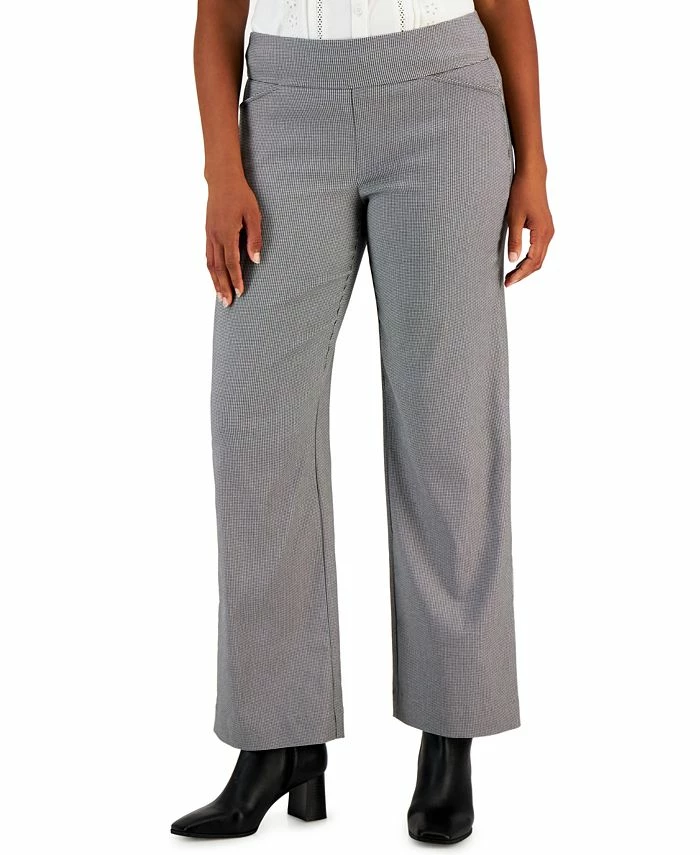 Charter Club Women's Pull-On Wide-Leg Houndstooth Pants, Created For Macy's 1 Charter Club Women's Pull-On Wide-Leg Houndstooth Pants, Created For Macy's