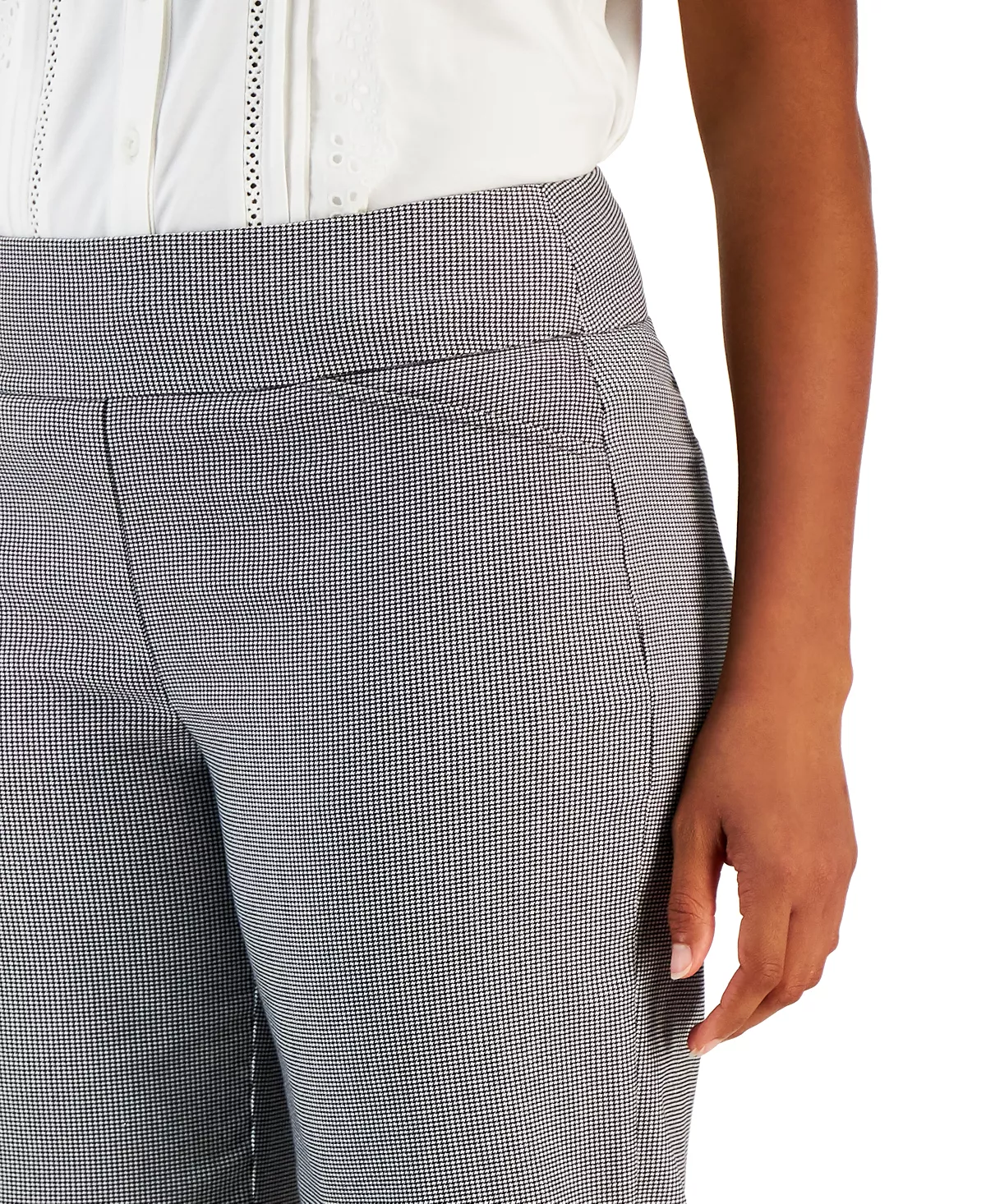 Charter Club Women's Pull-On Wide-Leg Houndstooth Pants, Created For Macy's 4 Charter Club Women's Pull-On Wide-Leg Houndstooth Pants, Created For Macy's - Image 4