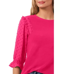 CeCe Ruffle Mixed-Media Top -VINCE CAMUTO Shop 21601546 fpx
