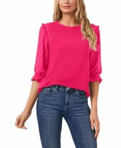 CeCe Ruffle Mixed-Media Top