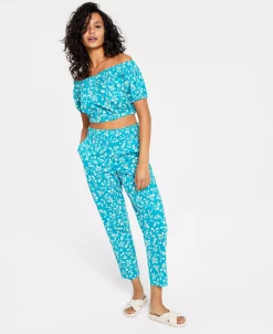 Bar III Women's Printed Pull-On Pants, Created For Macy's