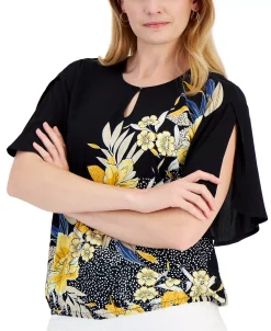 JM Collection Women's Floral-Print Keyhole Top, Created For Macy's -VINCE CAMUTO Shop 21720929 fpx