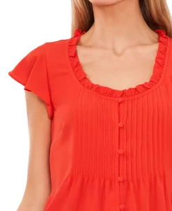 CeCe Women's Pintuck Flutter-Sleeve Blouse -VINCE CAMUTO Shop 21730891 fpx