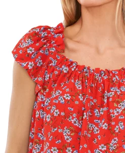 CeCe Women's Ruffled Square-Neckline Floral Top 7 CeCe Women's Ruffled Square-Neckline Floral Top -VINCE CAMUTO Shop 21731109 fpx