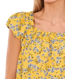 CeCe Women's Ruffled Square-Neckline Floral Top 9 CeCe Women's Ruffled Square-Neckline Floral Top -VINCE CAMUTO Shop 21731120 fpx