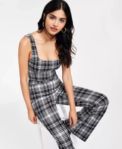 Bar III Women’s Plaid-Print Tank Top, Created For Macy’s -VINCE CAMUTO Shop 21748820 fpx