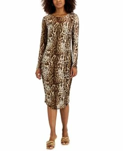 INC International Concepts Women's Leopard-Print Mesh Dress, Created For Macy's