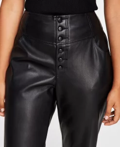 Alternative view of Bar III Women's Faux-Leather Button-Fly Ankle Pants, Created For Macy's
