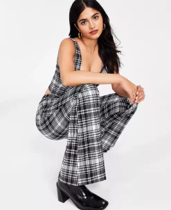 Bar III Women’s Plaid-Print Flare-Leg Pants, Created For Macy’s -VINCE CAMUTO Shop 21817214 fpx
