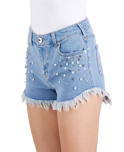 INC International Concepts Women's Embellished Frayed-Hem Denim Shorts, Created For Macy's -VINCE CAMUTO Shop 21861649 fpx